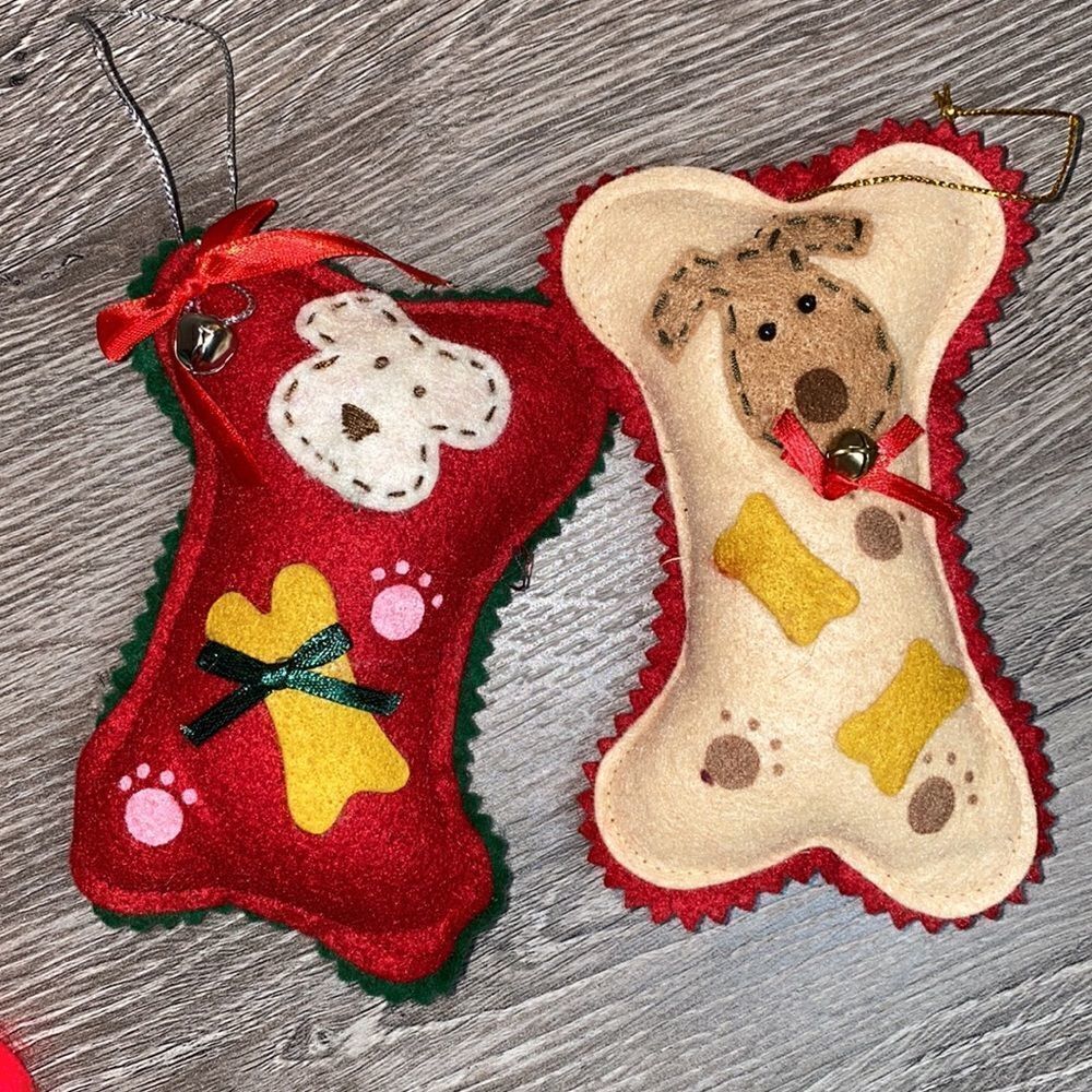 Felt Dog Bone Christmas Stockings - Picture 3 of 7